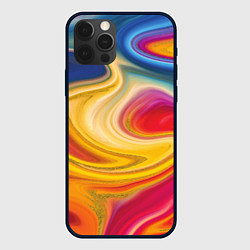 Чехол для iPhone 12 Pro Цветная волна, цвет: 3D-черный