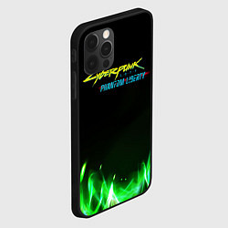 Чехол для iPhone 12 Pro Cyberpunk 2077 phantom liberty green fire logo, цвет: 3D-черный — фото 2