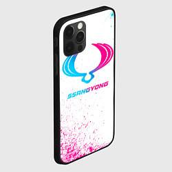 Чехол для iPhone 12 Pro SsangYong neon gradient style, цвет: 3D-черный — фото 2