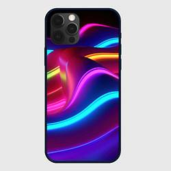 Чехол для iPhone 12 Pro Неоновые волны фиолетового оттенка, цвет: 3D-черный