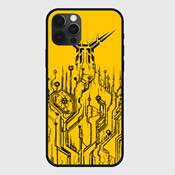 Чехол для iPhone 12 Pro Киберпанк Yellow-Black, цвет: 3D-черный