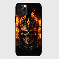 Чехол для iPhone 12 Pro Лучший огненный череп, цвет: 3D-черный