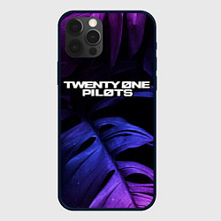 Чехол для iPhone 12 Pro Twenty One Pilots neon monstera, цвет: 3D-черный