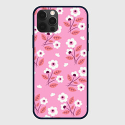 Чехол iPhone 12 Pro Flowers on pink