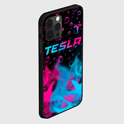 Чехол для iPhone 12 Pro Tesla - neon gradient: символ сверху, цвет: 3D-черный — фото 2