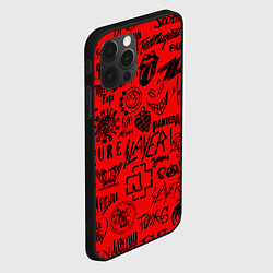Чехол для iPhone 12 Pro Лучшие рок группы на красном, цвет: 3D-черный — фото 2