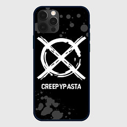 Чехол для iPhone 12 Pro CreepyPasta glitch на темном фоне, цвет: 3D-черный