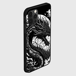 Чехол для iPhone 12 Pro Черно-белый дракон и волны, цвет: 3D-черный — фото 2