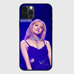 Чехол для iPhone 12 Pro Rose Blackpink blue background, цвет: 3D-черный