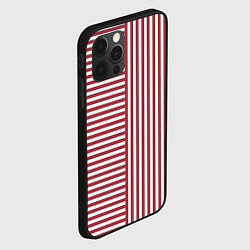 Чехол для iPhone 12 Pro Красный полосатый фон, цвет: 3D-черный — фото 2