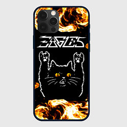 Чехол iPhone 12 Pro Eagles рок кот и огонь