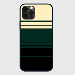 Чехол для iPhone 12 Pro Полосы зелёный, цвет: 3D-черный