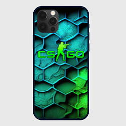 Чехол для iPhone 12 Pro CS GO green blue, цвет: 3D-черный