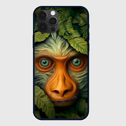 Чехол для iPhone 12 Pro Обезьяна в джунглях, цвет: 3D-черный