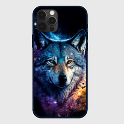 Чехол для iPhone 12 Pro Космический звездный волк, цвет: 3D-черный