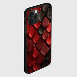 Чехол для iPhone 12 Pro Кожаная красно черная текстура, цвет: 3D-черный — фото 2