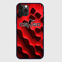 Чехол для iPhone 12 Pro CS GO black red abstract, цвет: 3D-черный