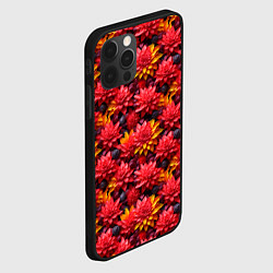 Чехол для iPhone 12 Pro Красные объемные цветочки, цвет: 3D-черный — фото 2