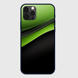 Чехол iPhone 12 Pro Black green abstract