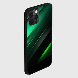 Чехол для iPhone 12 Pro Black green abstract, цвет: 3D-черный — фото 2