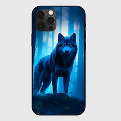 Чехол для iPhone 12 Pro Волк в ночном лесу, цвет: 3D-черный