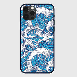 Чехол для iPhone 12 Pro Sea waves, цвет: 3D-черный