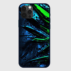 Чехол для iPhone 12 Pro Black green abstract, цвет: 3D-черный