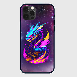 Чехол iPhone 12 Pro Space dragon - neon glow - neural network