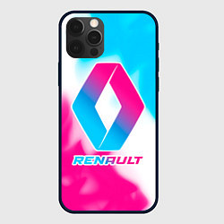 Чехол для iPhone 12 Pro Renault neon gradient style, цвет: 3D-черный