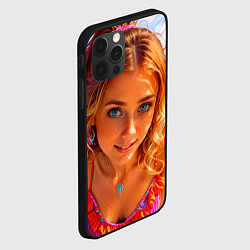 Чехол для iPhone 12 Pro Девушка на курорте у бассейна, цвет: 3D-черный — фото 2