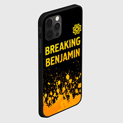 Чехол для iPhone 12 Pro Breaking Benjamin - gold gradient: символ сверху, цвет: 3D-черный — фото 2