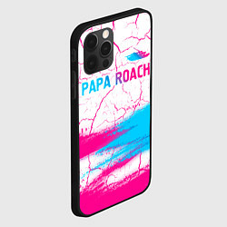 Чехол для iPhone 12 Pro Papa Roach neon gradient style: символ сверху, цвет: 3D-черный — фото 2