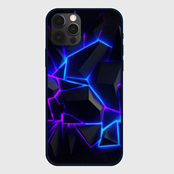 Чехол для iPhone 12 Pro Синий и фиолетовый неон, цвет: 3D-черный