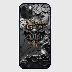 Чехол для iPhone 12 Pro Baldurs Gate 3 logo dark, цвет: 3D-черный