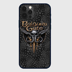 Чехол для iPhone 12 Pro Baldurs Gate 3 logo dark black, цвет: 3D-черный