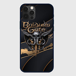 Чехол iPhone 12 Pro Baldurs Gate 3 logo dark logo