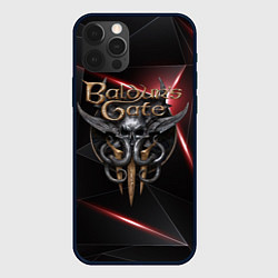 Чехол iPhone 12 Pro Baldurs Gate 3 logo black red