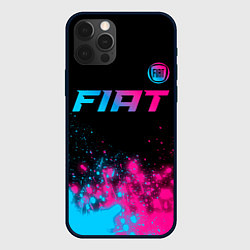 Чехол для iPhone 12 Pro Fiat - neon gradient: символ сверху, цвет: 3D-черный