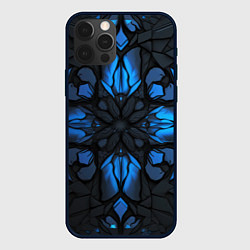 Чехол для iPhone 12 Pro Синий абстрактный узор на плитах, цвет: 3D-черный