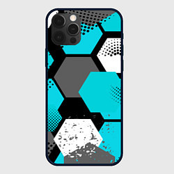 Чехол для iPhone 12 Pro Шестиугольники абстрактный фон, цвет: 3D-черный