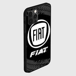 Чехол для iPhone 12 Pro Fiat speed на темном фоне со следами шин, цвет: 3D-черный — фото 2
