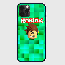 Чехол iPhone 12 Pro Roblox head на пиксельном фоне