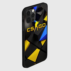Чехол для iPhone 12 Pro CSGO blue yellow abstract, цвет: 3D-черный — фото 2
