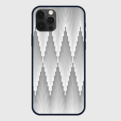 Чехол для iPhone 12 Pro Серые длинные ромбы, цвет: 3D-черный