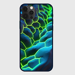 Чехол для iPhone 12 Pro Зеленые текстурные плиты, цвет: 3D-черный