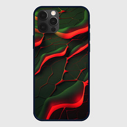Чехол для iPhone 12 Pro Объемные зеленые плиты, цвет: 3D-черный
