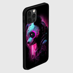 Чехол для iPhone 12 Pro Панда киберпанк в фиолетовом свете, цвет: 3D-черный — фото 2