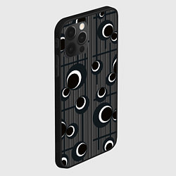 Чехол для iPhone 12 Pro Черные и белые круги на сером, цвет: 3D-черный — фото 2