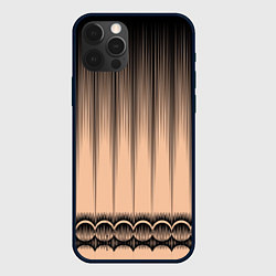 Чехол для iPhone 12 Pro Персиковый полосатый градиент, цвет: 3D-черный