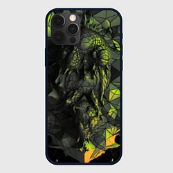 Чехол для iPhone 12 Pro Зеленая абстрактная текстура, цвет: 3D-черный